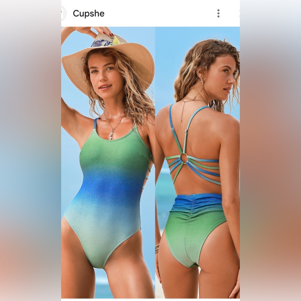 CUPSHE Luminous Lagoon Ombre One-Piece Swimsuit Size S NWT